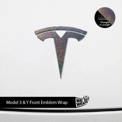 KPMF Morpheus Black Tesla Emblem Decals (Front + Back) | Model 3