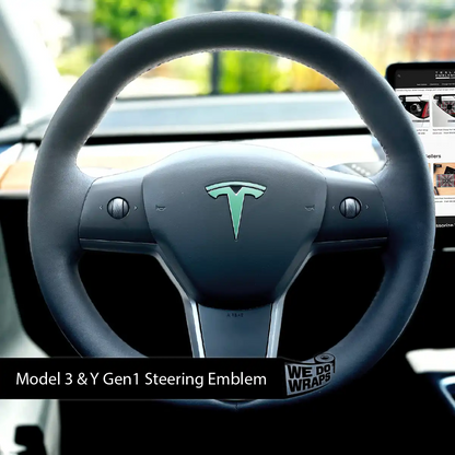 KPMF Satin Spearmint Tesla Steering Wheel Wrap | M3 2017-Jan 2024