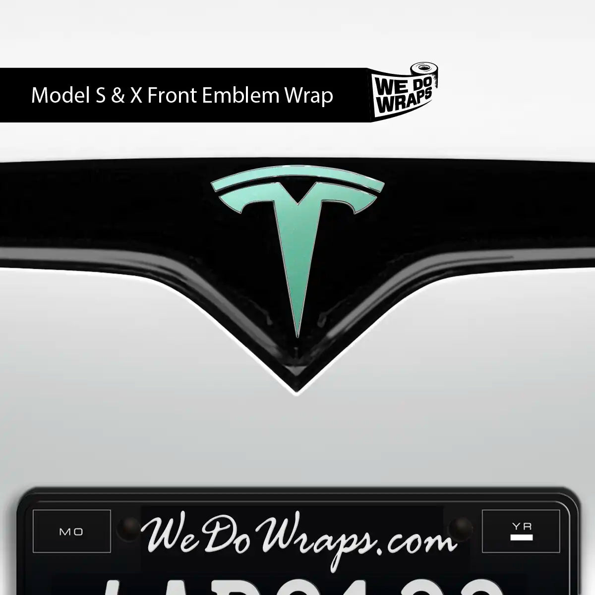KPMF Satin Spearmint Tesla Emblem Decals (Front + Back) | Model X
