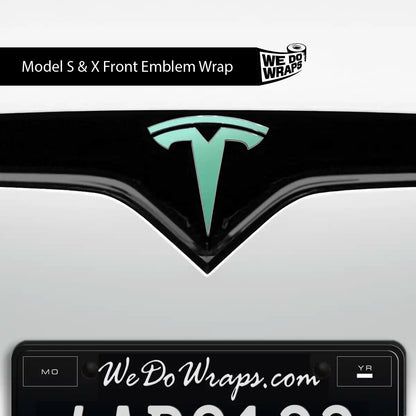 KPMF Satin Spearmint Tesla Emblem Decals (Front + Back) | Model X
