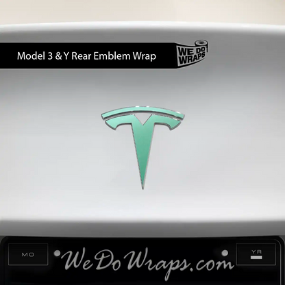 KPMF Satin Spearmint Tesla Emblem Decals (Front + Back) | Model 3