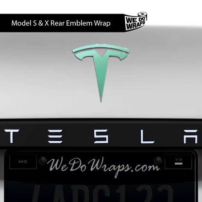 KPMF Satin Spearmint Tesla Emblem Decals (Front + Back) | Model X