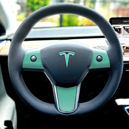 KPMF Satin Spearmint Tesla Steering Wheel Wrap | M3 2017-Jan 2024