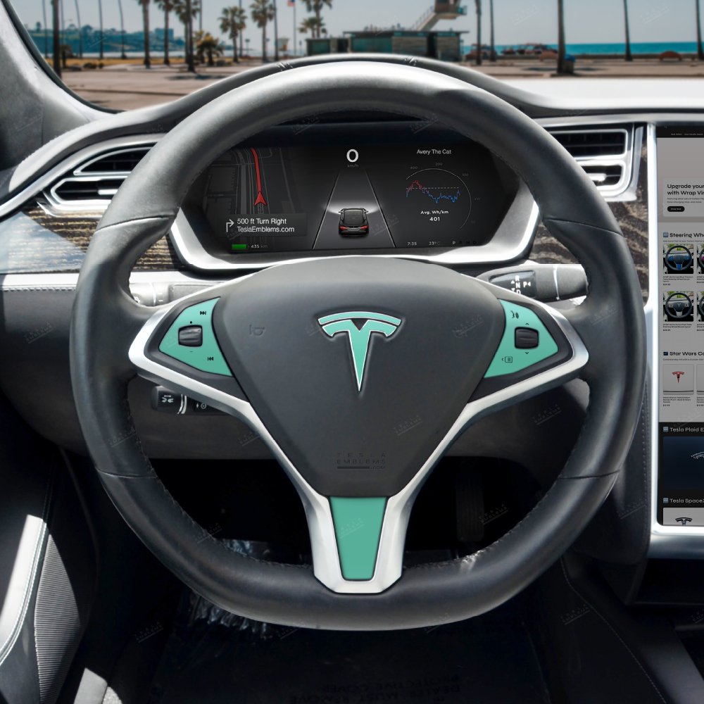 KPMF Satin Spearmint Tesla Steering Wheel Wrap | Model X