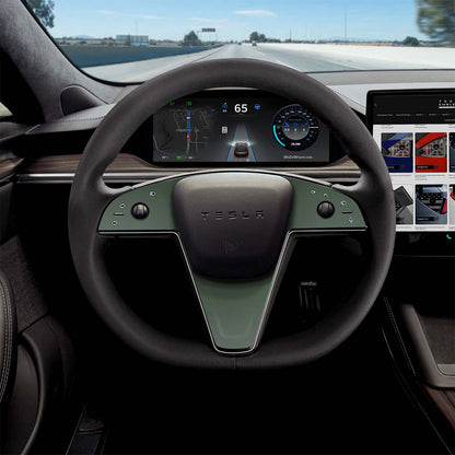3M Matte Military Green Tesla Steering Wheel Trim Decal Kit (3pcs) | Model S ’21-26