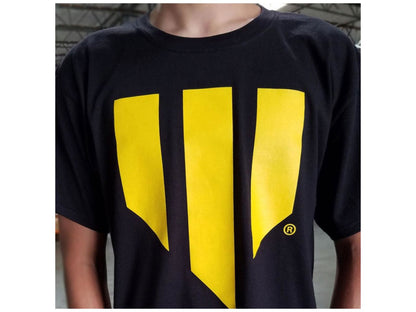 Whiteline Black Relaxed Fit T-Shirt With Our Signature Yellow