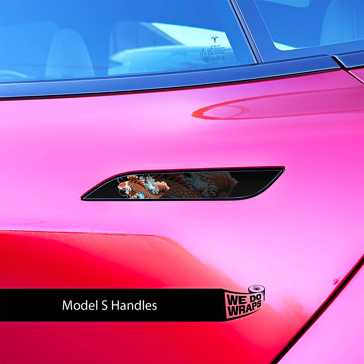 Koi Tattoo Art Tesla Door Handle Decals (4pcs)