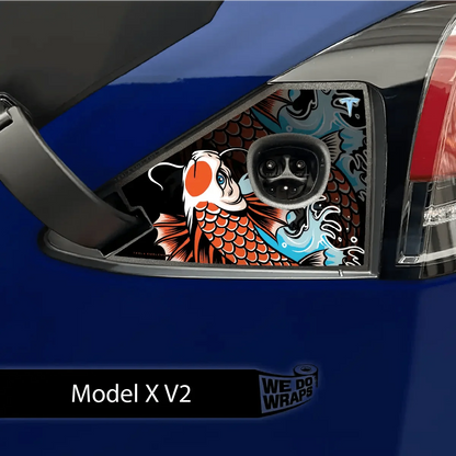 Koi Tattoo Art Tesla Charge Port Wrap | Model X