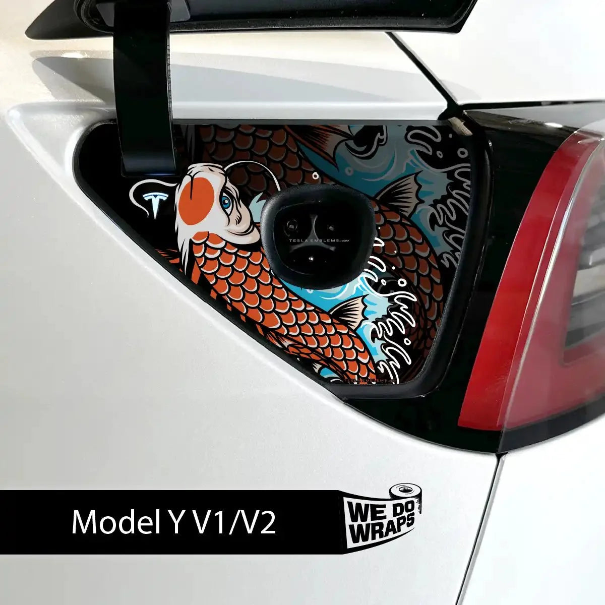 Koi Tattoo Art Tesla Charge Port Wrap | Model Y