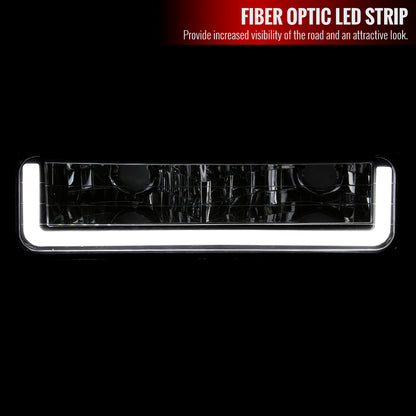 1988-1998 Chevrolet C10 GMC C/K LED Strip Bumper Corner Signal Lights (Chrome Housing/Clear Lens)