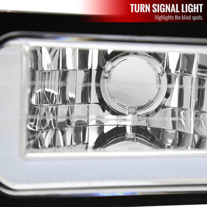 1988-1998 Chevrolet C10 GMC C/K LED Strip Bumper Corner Signal Lights (Chrome Housing/Clear Lens)