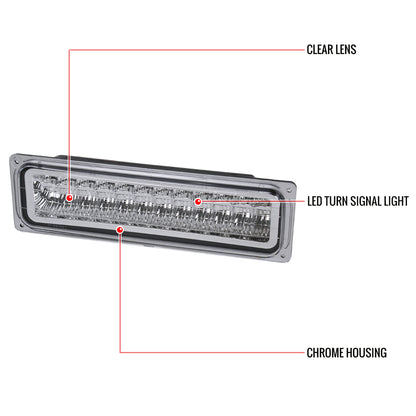1988-1998 Chevrolet C/K Blazer/Tahoe/Silverado GMC Sierra/Yukon LED Bumper Lights (Chrome Housing/Clear Lens)