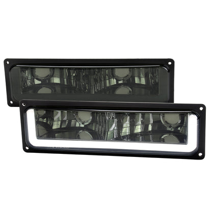 1988-1998 Chevrolet C10 GMC C/K LED Strip Bumper Corner Signal Lights (Chrome Housing/Smoked Lens)