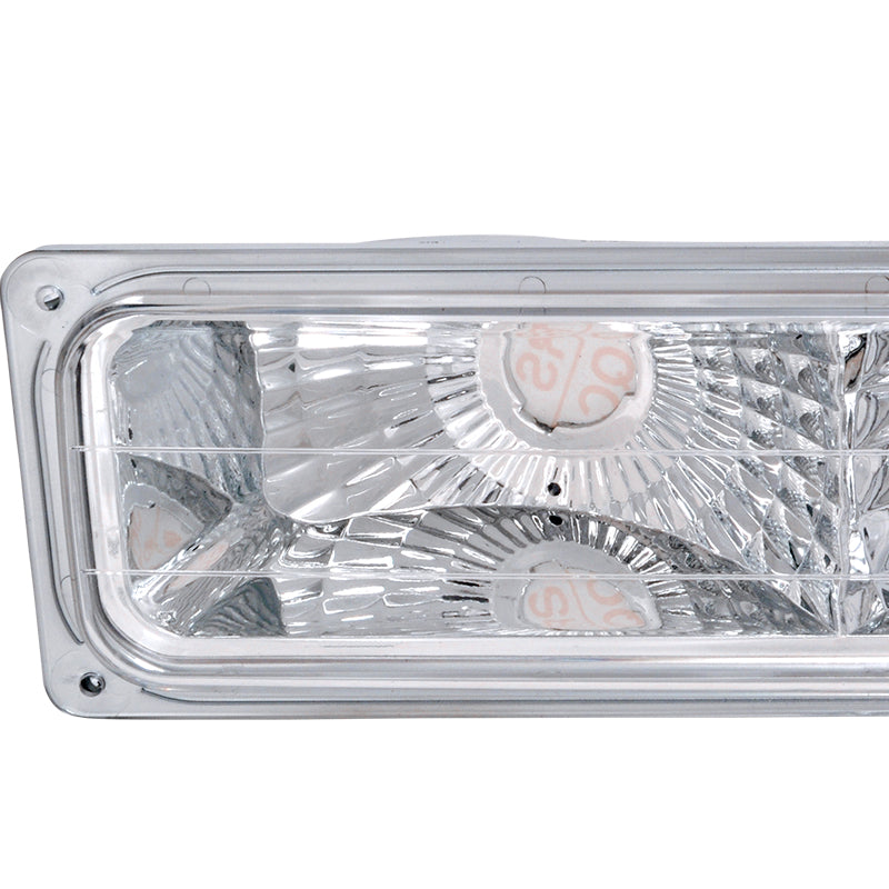 1988-1999 Chevrolet C/K C10/Suburban/Silverado/Tahoe GMC Sierra/Yukon Bumper Lights (Chrome Housing/Clear Lens)
