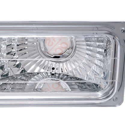 1988-1999 Chevrolet C/K C10/Suburban/Silverado/Tahoe GMC Sierra/Yukon Bumper Lights (Chrome Housing/Clear Lens)