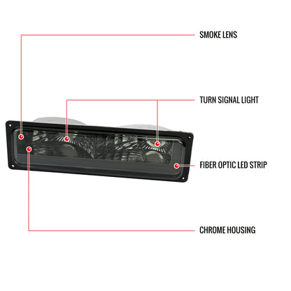 1988-1998 Chevrolet/GMC C10 C/K LED Strip Bumper Corner Signal Lights (Chrome Housing/Smoked Lens)