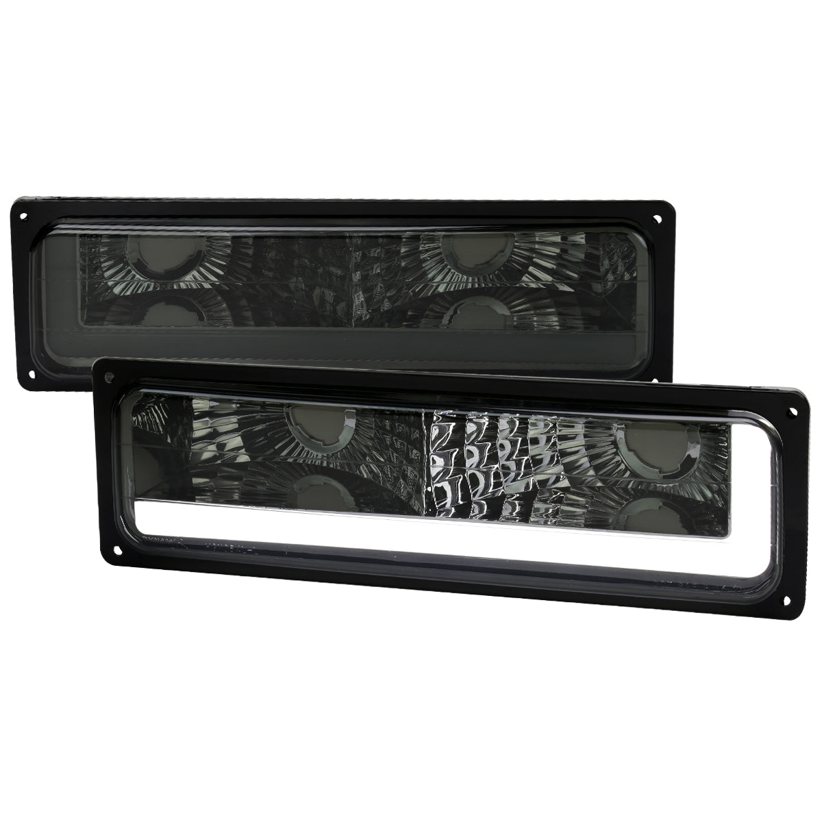 1988-1998 Chevrolet/GMC C10 C/K LED Strip Bumper Corner Signal Lights (Chrome Housing/Smoked Lens)