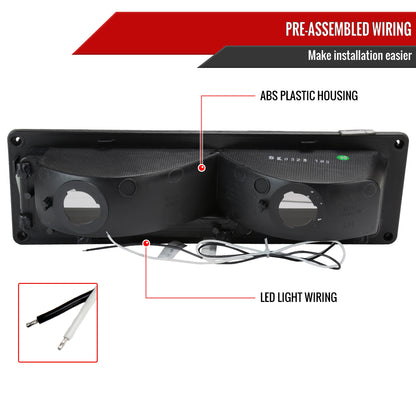 1988-1998 Chevrolet/GMC C10 C/K LED Strip Bumper Corner Signal Lights (Matte Black Housing/Clear Lens)