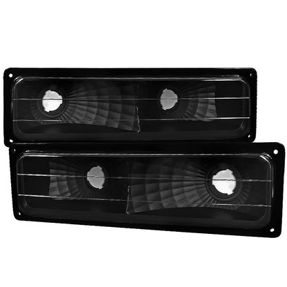 1988-1999 Chevrolet C/K C10/Suburban/Silverado/Tahoe GMC Sierra/Yukon Bumper Lights (Matte Black Housing/Clear Lens)