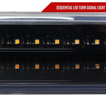 1999-2007 GMC Sierra/Yukon/Yukon XL Bumper Lights w/ Sequential Turn Signal Lights (Glossy Black Housing/Smoked Lens)