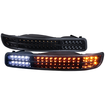 1999-2007 GMC Sierra/Yukon/Yukon XL Bumper Lights w/ Sequential Turn Signal Lights (Glossy Black Housing/Smoked Lens)