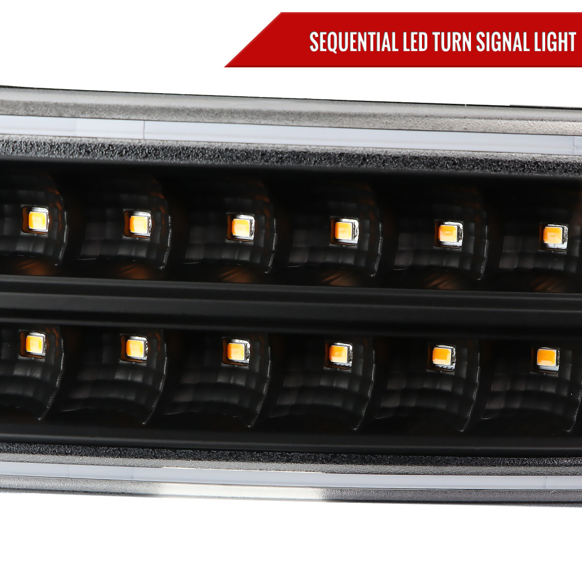 1999-2007 GMC Sierra/Yukon/Yukon XL Bumper Lights w/ Sequential Turn Signal Lights (Matte Black Housing/Clear Lens)