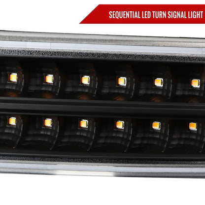 1999-2007 GMC Sierra/Yukon/Yukon XL Bumper Lights w/ Sequential Turn Signal Lights (Matte Black Housing/Clear Lens)
