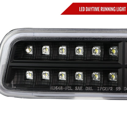 1999-2007 GMC Sierra/Yukon/Yukon XL Bumper Lights w/ Sequential Turn Signal Lights (Matte Black Housing/Clear Lens)