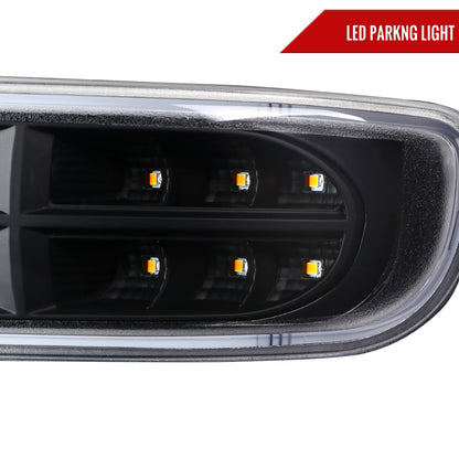 1999-2007 GMC Sierra/Yukon/Yukon XL Bumper Lights w/ Sequential Turn Signal Lights (Matte Black Housing/Clear Lens)