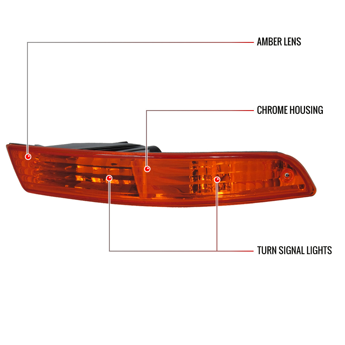 1994-1997 Accura Integra Bumper Lights (Chrome Housing/Amber Lens)