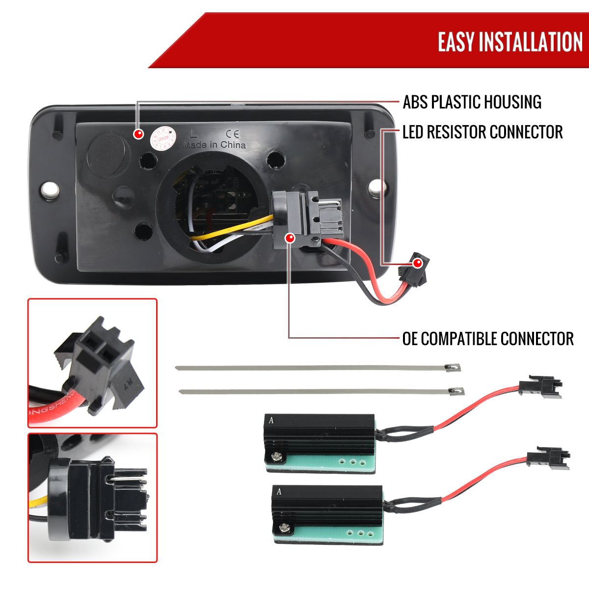 1997-2006 Jeep Wrangler Front Bumper LED Turn Signal Lights (Chrome Housing / Smoked Lens)