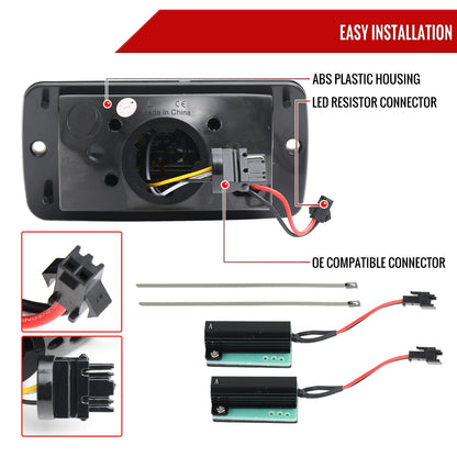 1997-2006 Jeep Wrangler Front Bumper LED Turn Signal Lights (Chrome Housing / Smoked Lens)