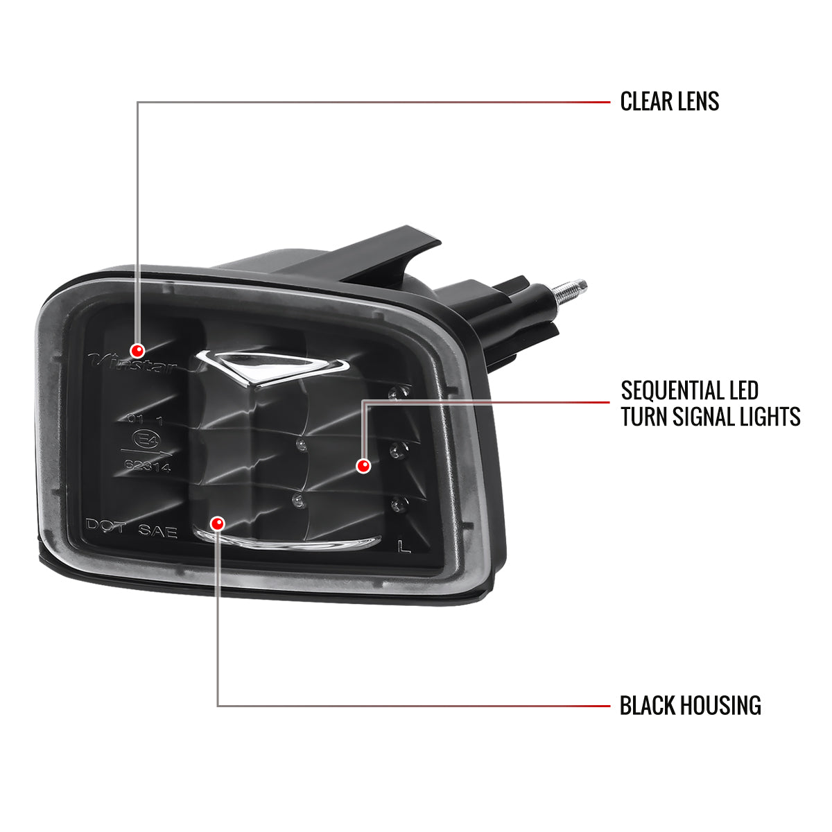 2015-2021 Subaru WRX / 2015-2017 WRX STI Sequential Front Bumper LED Turn Signal Lights (Matte Black Housing/Clear Lens)
