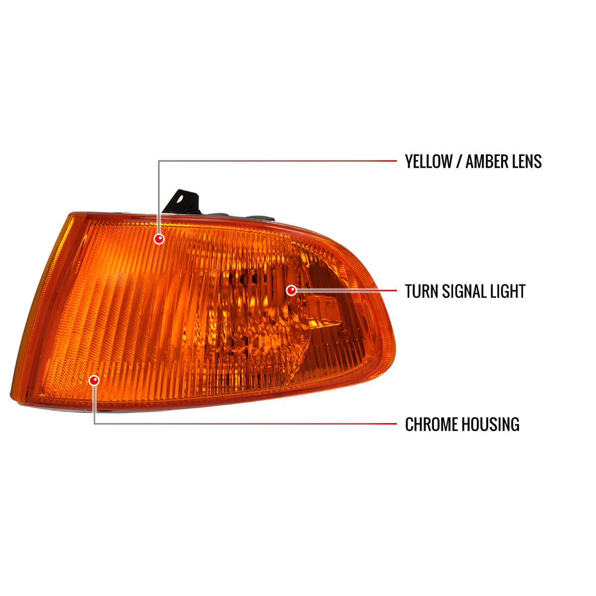 1992-1995 Honda Civic 2/3DR Corner Lights (Chrome Housing/Amber Lens)