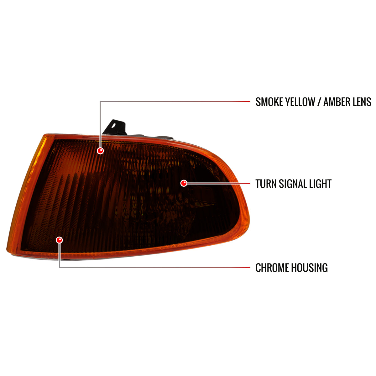 1992-1995 Honda Civic 2/3DR Corner Lights (Chrome Housing/Amber Smoked Lens)