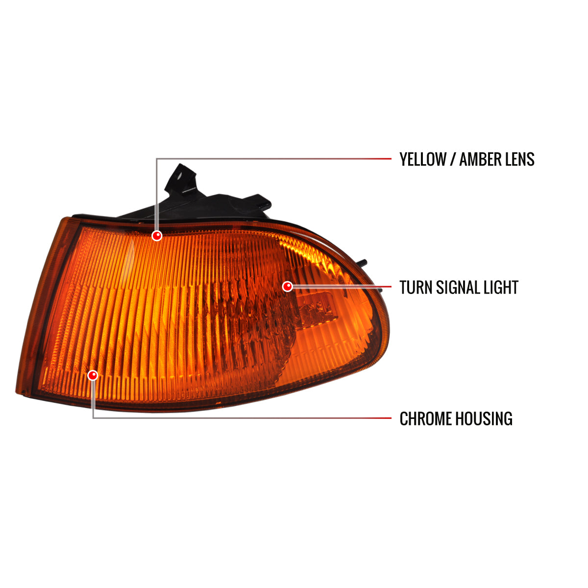 1992-1995 Honda Civic Sedan Corner Lights (Chrome Housing/Amber Lens)
