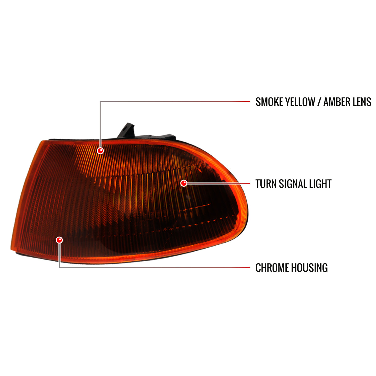 1992-1995 Honda Civic Sedan Corner Lights (Chrome Housing/Amber Smoked Lens)