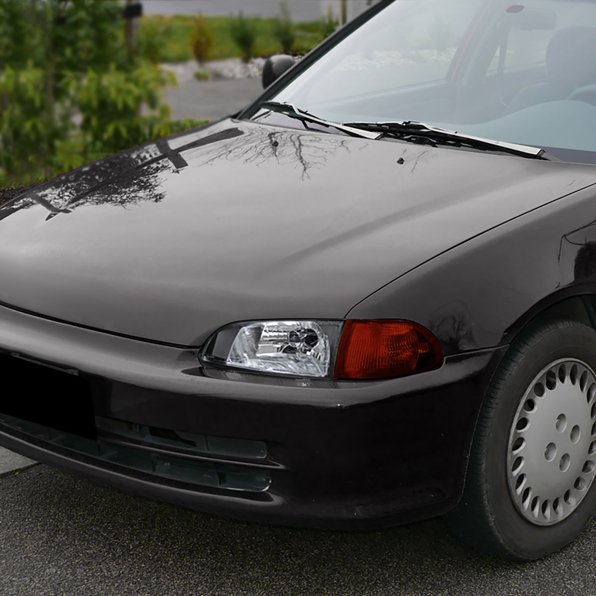 1992-1995 Honda Civic Sedan Corner Lights (Chrome Housing/Amber Smoked Lens)