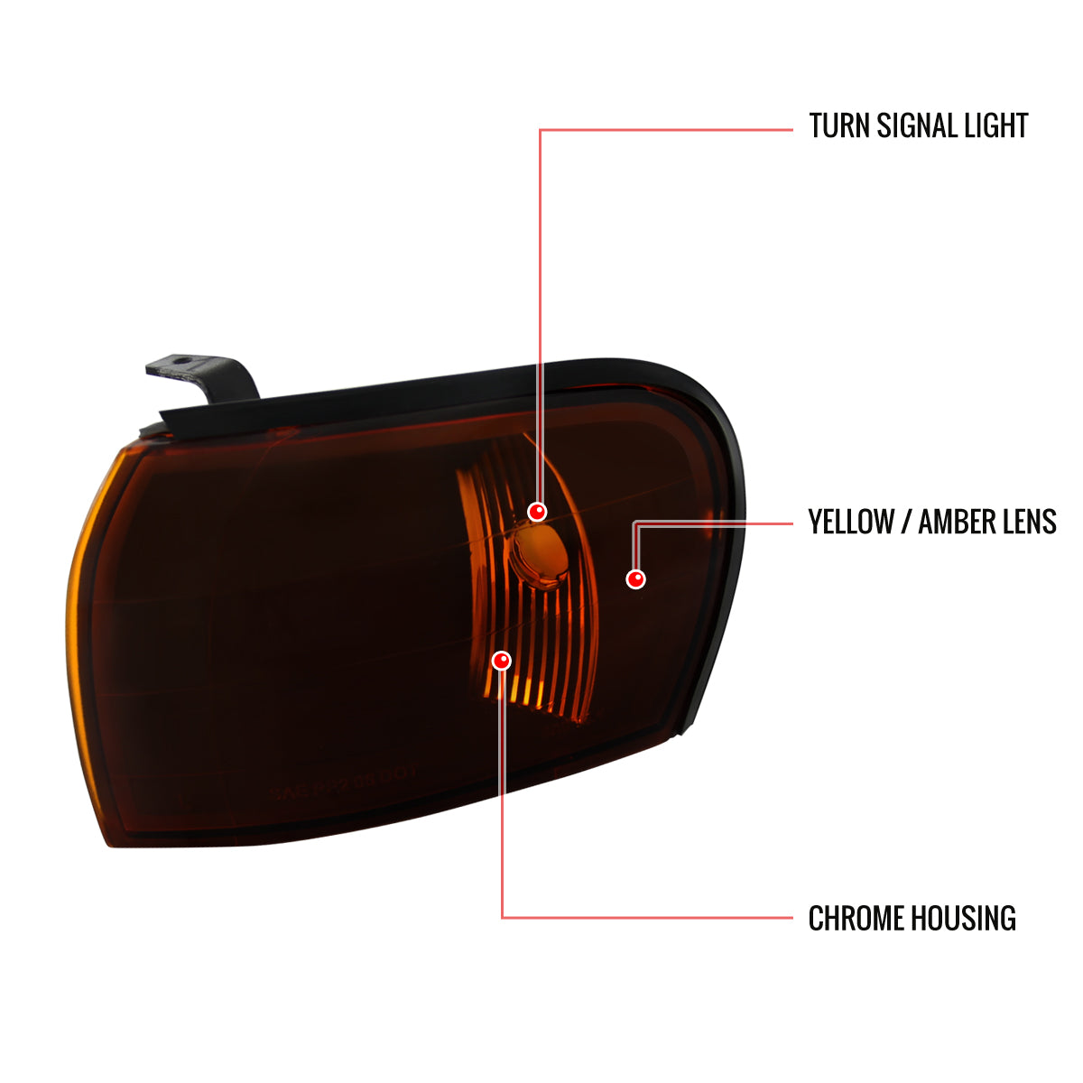1995-2001 Subaru Impreza Corner Lights (Chrome Housing/Amber Smoked Lens)