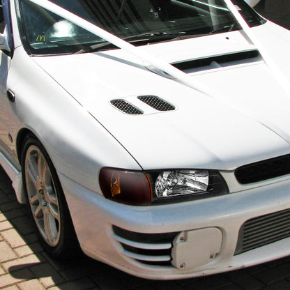 1995-2001 Subaru Impreza Factory Style Crystal Headlights w/ Amber Lens Corner Signal Lights (Matte Black Housing/Clear Lens)