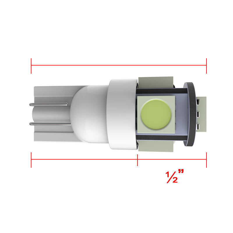 T10 5 SMD Wedge LED License Plate, Side Marker, Lamp Light Bulb - 2PC (White)