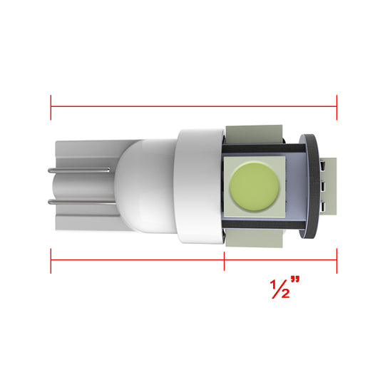 T10 5 SMD Wedge LED License Plate, Side Marker, Lamp Light Bulb - 2PC (White)