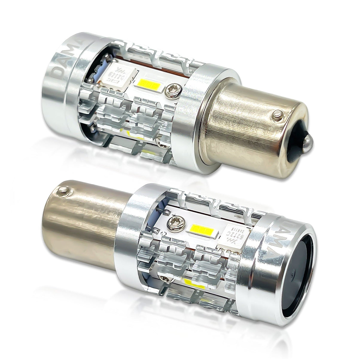 DAMA 1156 High Power LED Bulbs White 6000K / Amber 2600K | CANbus Error-Free | Pack of 2