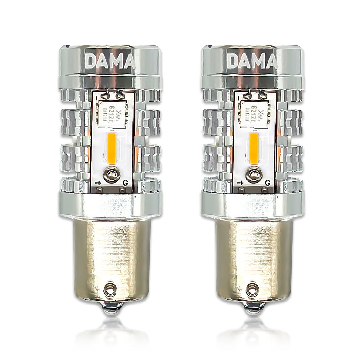 DAMA 1156 High Power LED Bulbs White 6000K / Amber 2600K | CANbus Error-Free | Pack of 2