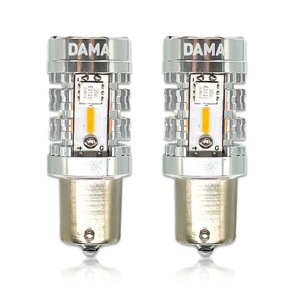 DAMA 1156 High Power LED Bulbs White 6000K / Amber 2600K | CANbus Error-Free | Pack of 2