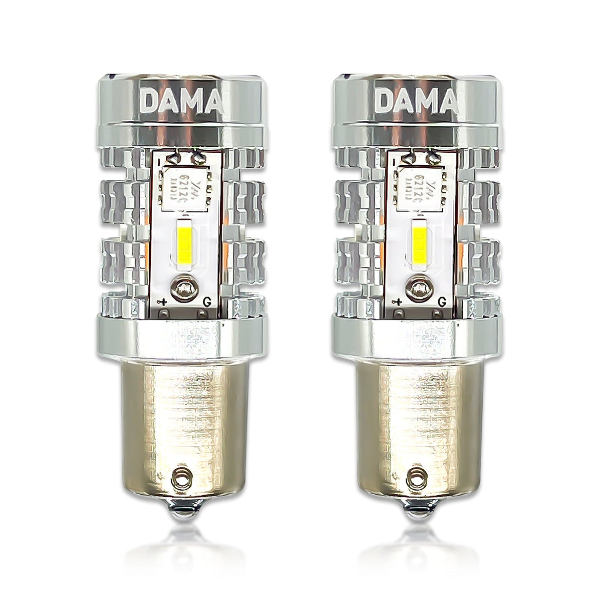 DAMA 1156 High Power LED Bulbs White 6000K / Amber 2600K | CANbus Error-Free | Pack of 2