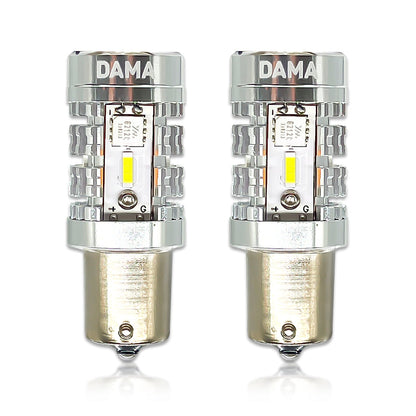 DAMA 1156 High Power LED Bulbs White 6000K / Amber 2600K | CANbus Error-Free | Pack of 2