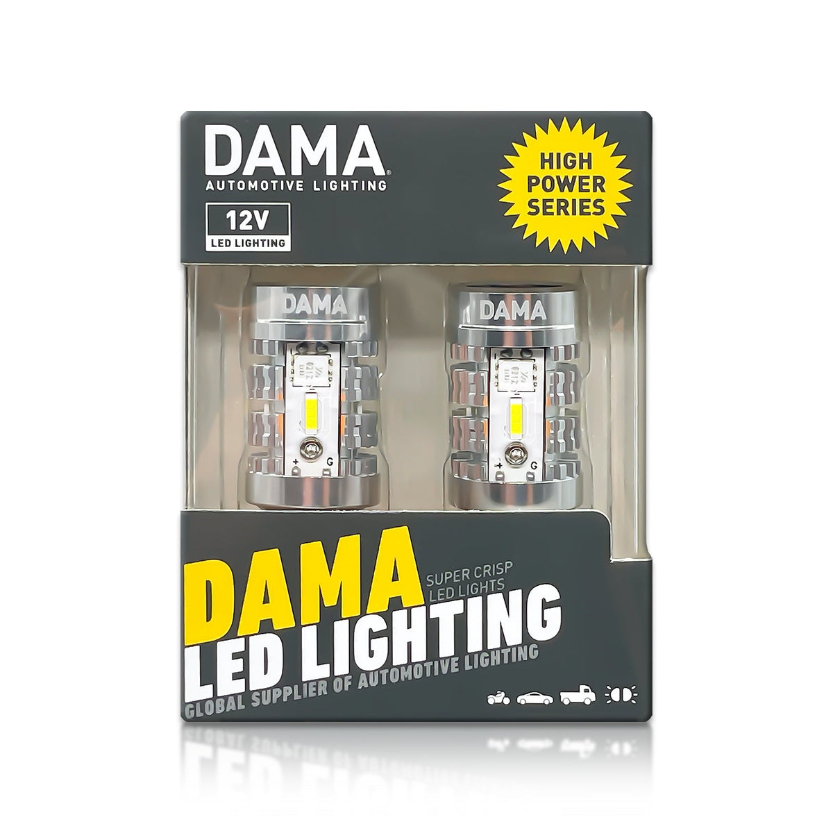DAMA 7440 High Power LED Bulbs White 6000K / Amber 2600K | CANbus Error-Free | Pack of 2