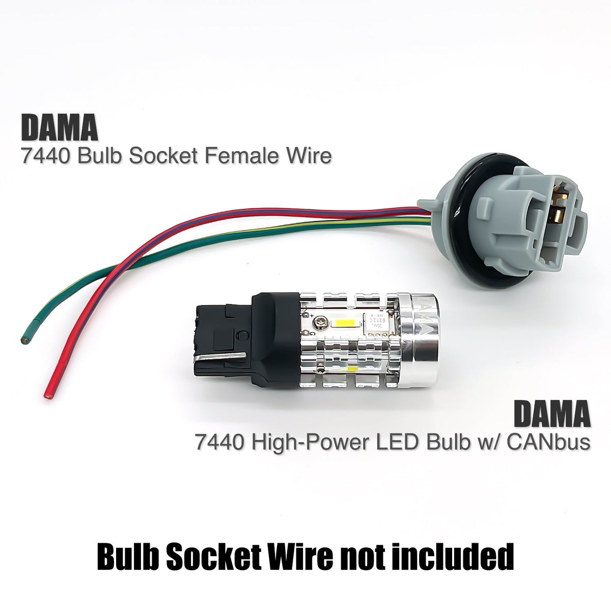 DAMA 7440 High Power LED Bulbs White 6000K / Amber 2600K | CANbus Error-Free | Pack of 2