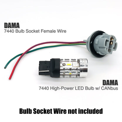 DAMA 7440 High Power LED Bulbs White 6000K / Amber 2600K | CANbus Error-Free | Pack of 2